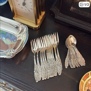 24 piece Antique Silver Dessert Set from Sweden